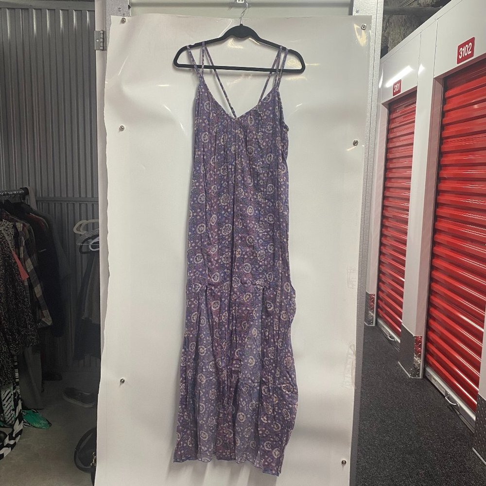 Rvca Blue Purple boho strappy Maxi Dress Size M - Picture 2 of 7